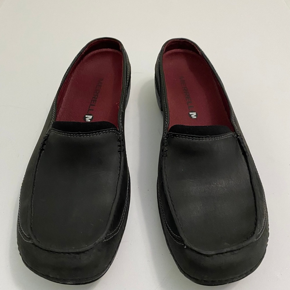Merrell Mules Women Size 8 Black Leather Commuter Slip On Casual Comfort Shoes - Picture 3 of 7
